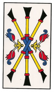 3 tres de bastos tarot marsella