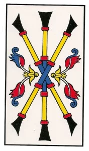 3 tres de bastos tarot marsella