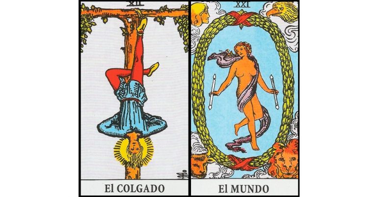El Colgado y El Mundo | Combinaciones con el Tarot Marsella y Rider
