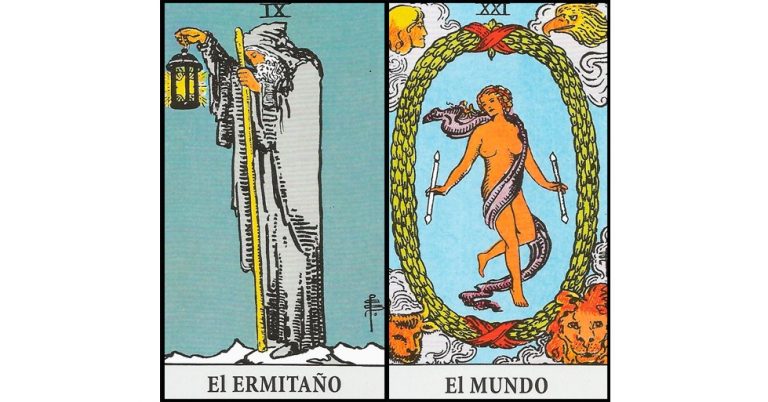 El Ermitaño y El Mundo | Combinaciones con el Tarot Marsella y Rider