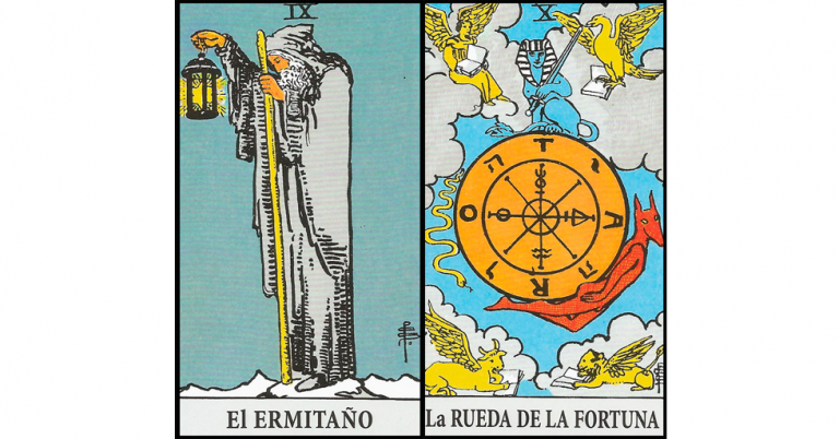 El Ermitaño y La Rueda de la Fortuna | Combinaciones con el Tarot Marsella y Rider