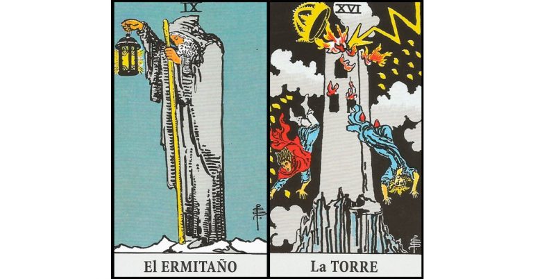 El Ermitaño y La Torre | Combinaciones con el Tarot Marsella y Rider