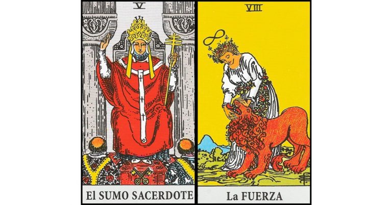 El Papa y La Fuerza | Combinaciones con el Tarot Marsella y Rider