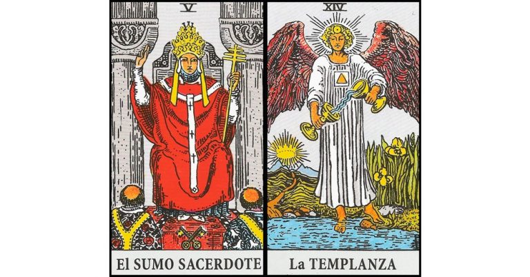 El Papa y La Templanza | Combinaciones con el Tarot Marsella y Rider