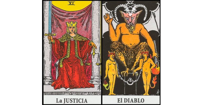 La Justicia y El Diablo | Combinaciones con el Tarot Marsella y Rider