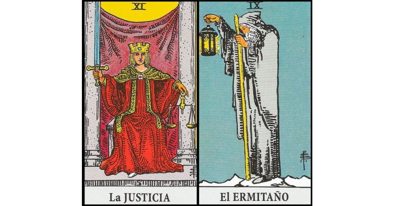 La Justicia y El Ermitaño | Combinaciones con el Tarot Marsella y Rider