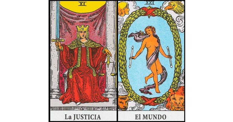 La Justicia y El Mundo | Combinaciones con el Tarot Marsella y Rider