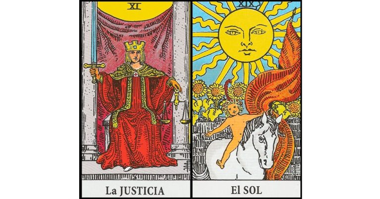 La Justicia y El Sol | Combinaciones con el Tarot Marsella y Rider