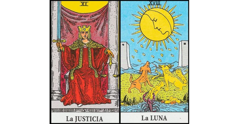 La Justicia y La Luna | Combinaciones con el Tarot Marsella y Rider