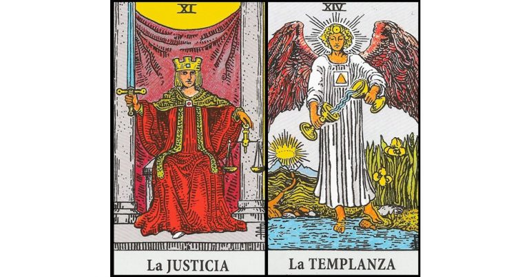 La Justicia y La Templanza | Combinaciones con el Tarot Marsella y Rider