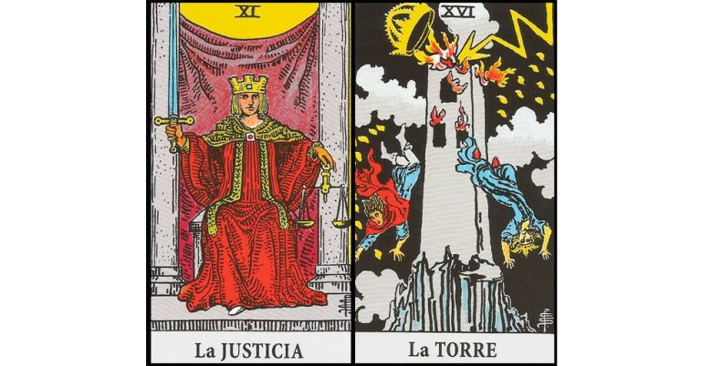 La Justicia y La Torre | Combinaciones con el Tarot Marsella y Rider