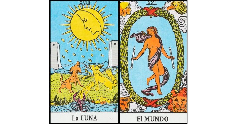 La Luna y El Mundo | Combinaciones con el Tarot Marsella y Rider