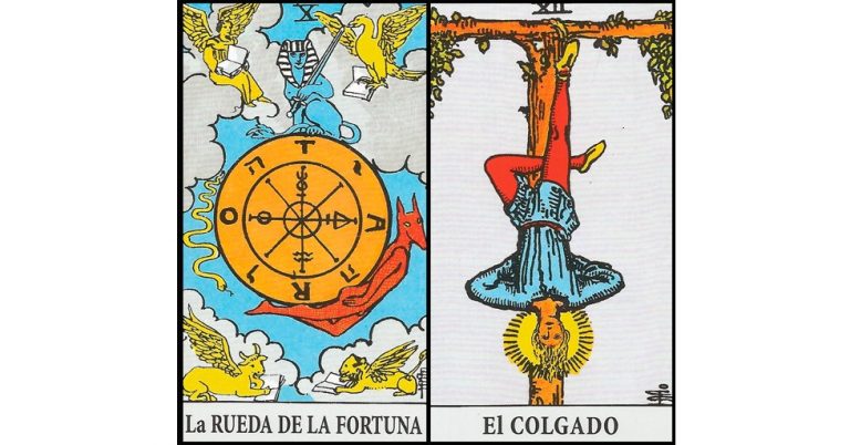 La Rueda de la Fortuna y El Colgado | Combinaciones con el Tarot Marsella y Rider