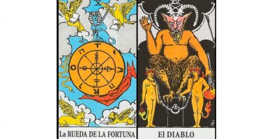 La Rueda de la Fortuna y El Diablo | Combinaciones con el Tarot Marsella y Rider La Rueda de la Fortuna y El Diablo | Combinaciones con el Tarot Marsella y Rider