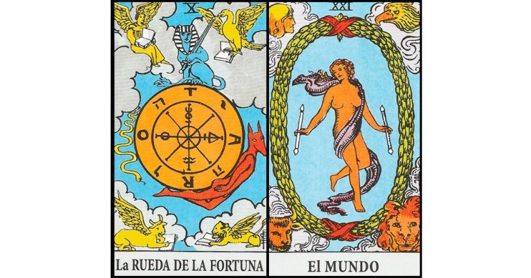 La Rueda de la Fortuna y El Mundo | Combinaciones con el Tarot Marsella y Rider