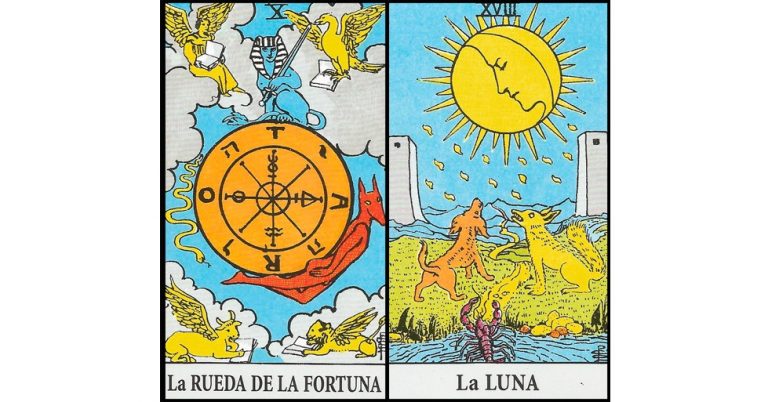 La Rueda de la Fortuna y La Luna | Combinaciones con el Tarot Marsella y Rider