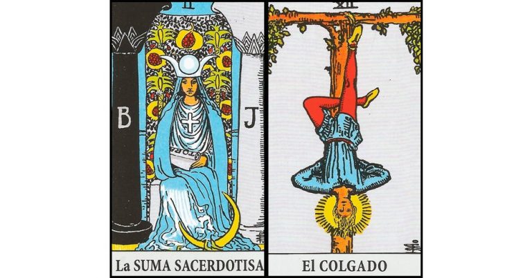 La Sacerdotisa y El Colgado | Combinaciones con el Tarot Marsella y Rider