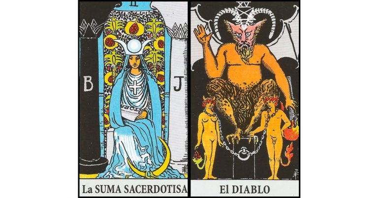 La Sacerdotisa y El Diablo | Combinaciones con el Tarot Marsella y Rider