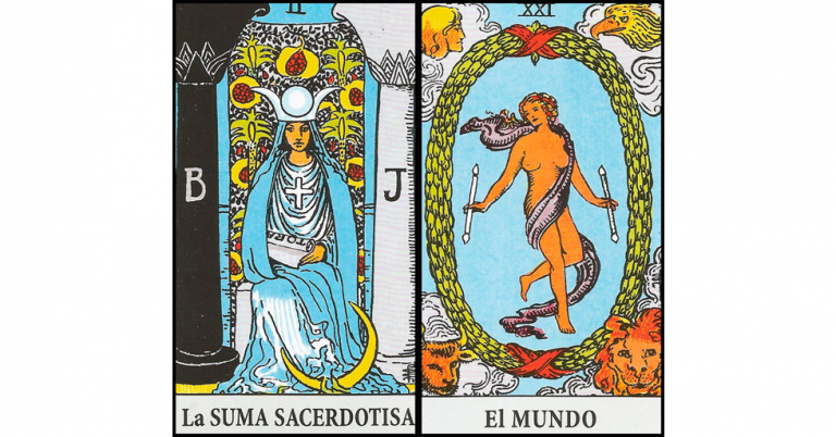 La Sacerdotisa y El Mundo | Combinaciones con el Tarot Marsella y Rider