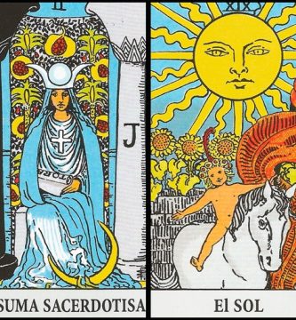 La Sacerdotisa y El Sol | Combinaciones con el Tarot Marsella y Rider