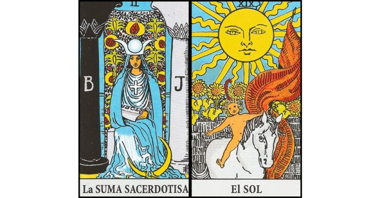 La Sacerdotisa y El Sol | Combinaciones con el Tarot Marsella y Rider