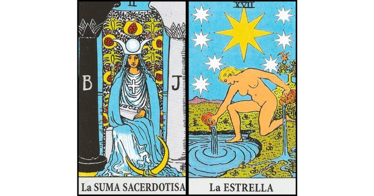 La Sacerdotisa y La Estrella | Combinaciones con el Tarot Marsella y Rider