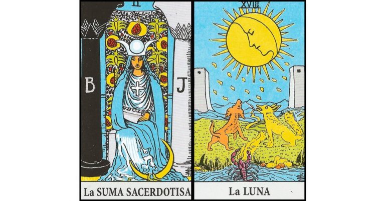 La Sacerdotisa y La Luna | Combinaciones con el Tarot Marsella y Rider