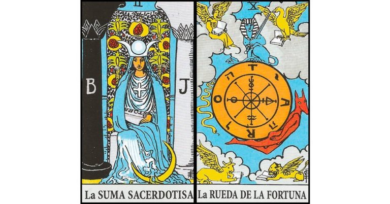 La Sacerdotisa y La Rueda de la Fortuna | Combinaciones con el Tarot Marsella y Rider