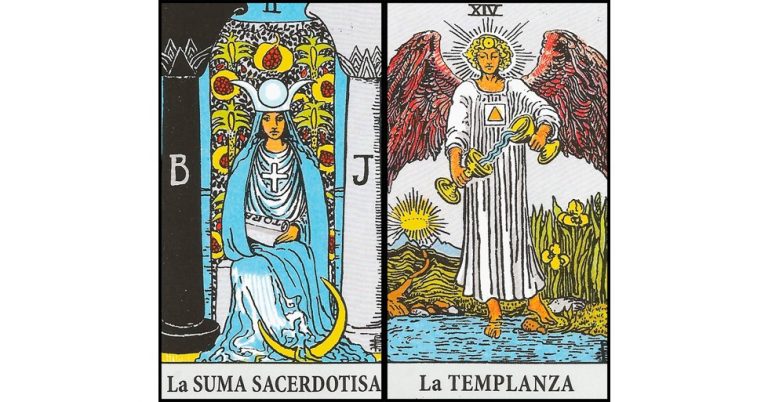 La Sacerdotisa y La Templanza | Combinaciones con el Tarot Marsella y Rider