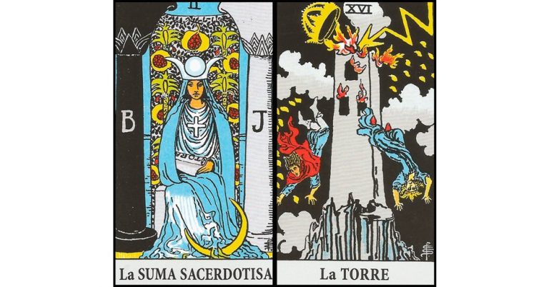 La Sacerdotisa y La Torre | Combinaciones con el Tarot Marsella y Rider