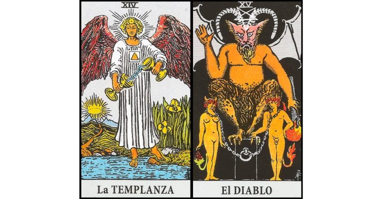 La Templanza y El Diablo | Combinaciones con el Tarot Marsella y Rider