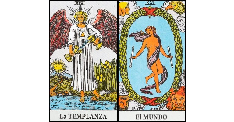 La Templanza y El Mundo | Combinaciones con el Tarot Marsella y Rider