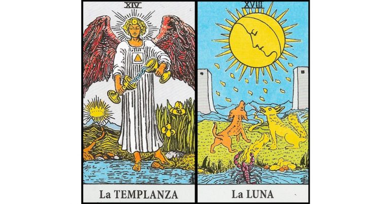 La Templanza y La Luna | Combinaciones con el Tarot Marsella y Rider