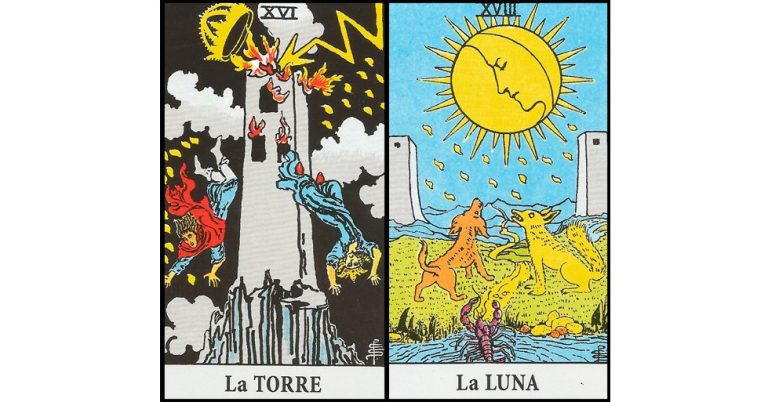 La Torre y La Luna | Combinaciones con el Tarot Marsella y Rider