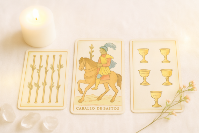 Caballo de Bastos Tarot de Marsella: con energía y movimiento hacia nuevos horizontes