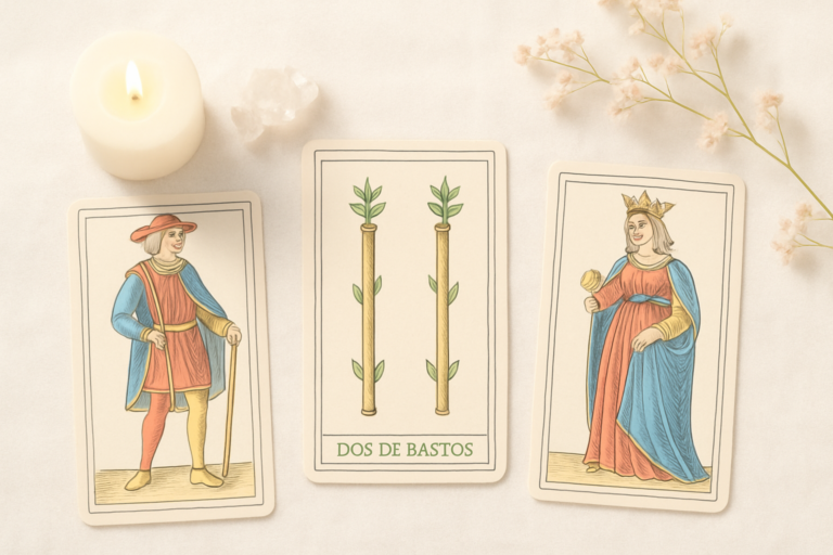 Dos de Bastos Tarot de Marsella: decisiones y crecimiento interior