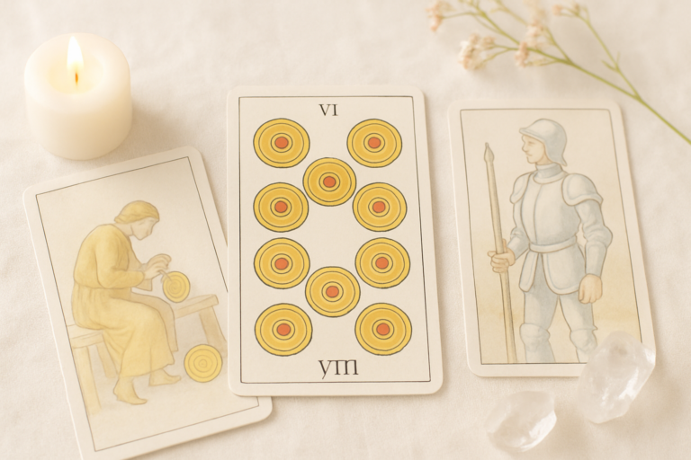 Ocho de Oros Tarot de Marsella: avances y disciplina en el trabajo
