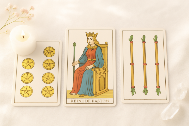 Reina de Bastos Tarot de Marsella: confianza y liderazgo para potenciar tu camino