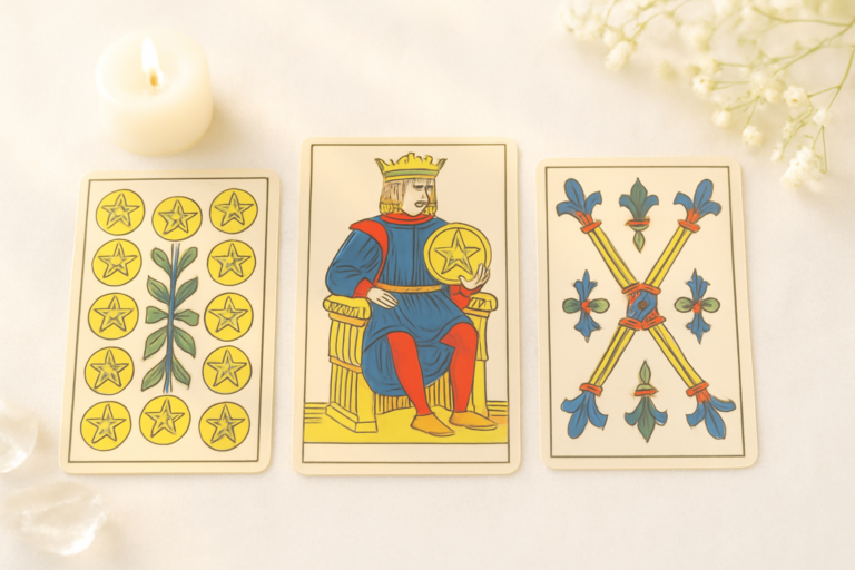 Rey de Oros Tarot de Marsella: estabilidad y éxito tangible