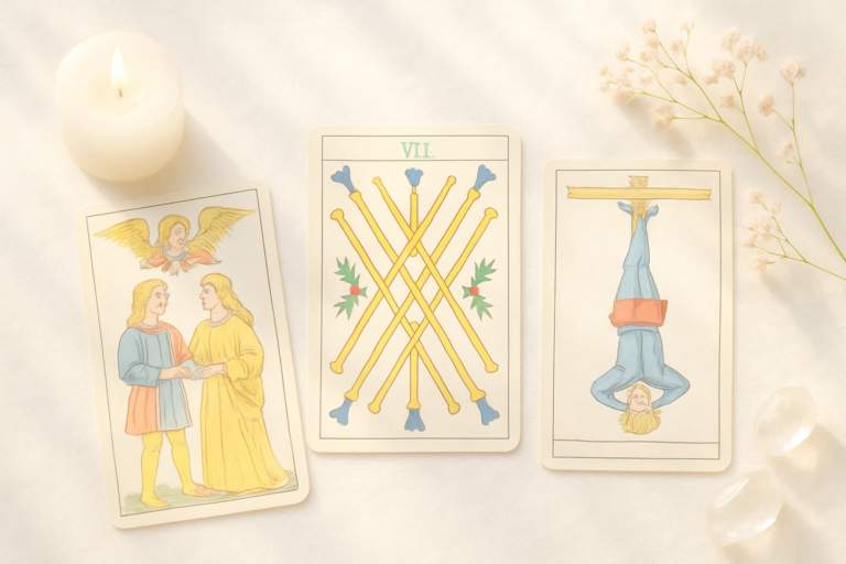 Siete de Bastos Tarot de Marsella: superación y defensa en la vida diaria