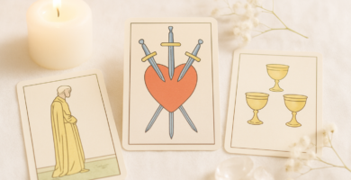 Tres de Espadas Tarot de Marsella: apertura emocional y sanación profunda