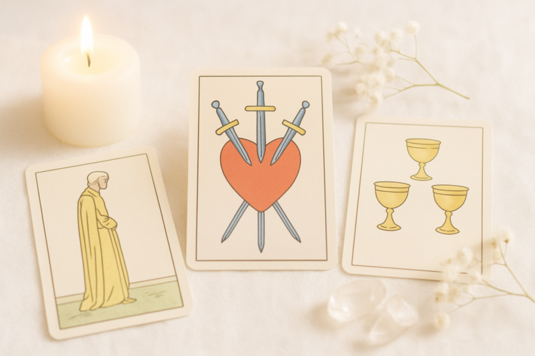 Tres de Espadas Tarot de Marsella: apertura emocional y sanación profunda