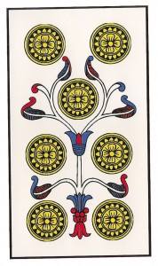 Siete de Oros Tarot de Marsella: paciencia y crecimiento personal
